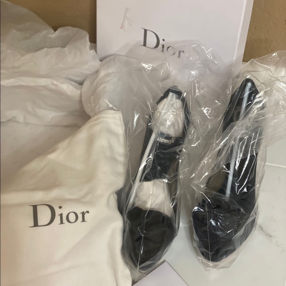 NWB Dior Black Mesh and Satin Chiffon Flower Peep Toe Platform Pumps Size 40.5 - Picture 9 of 9